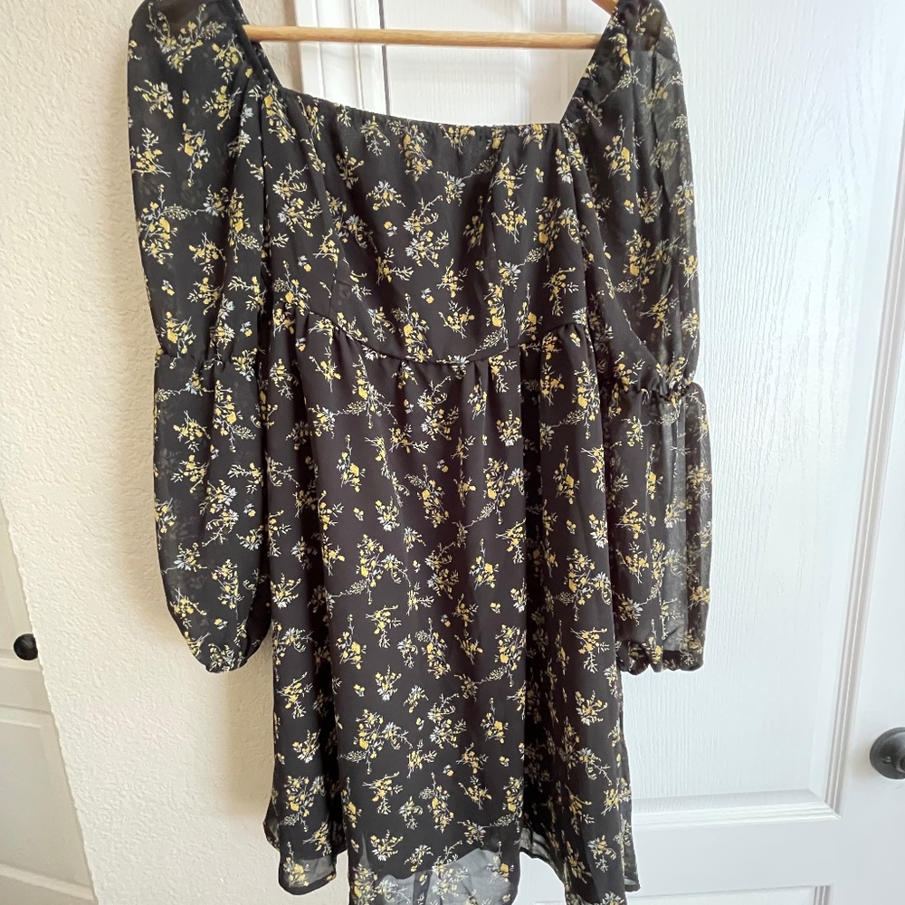Floral Black Dress